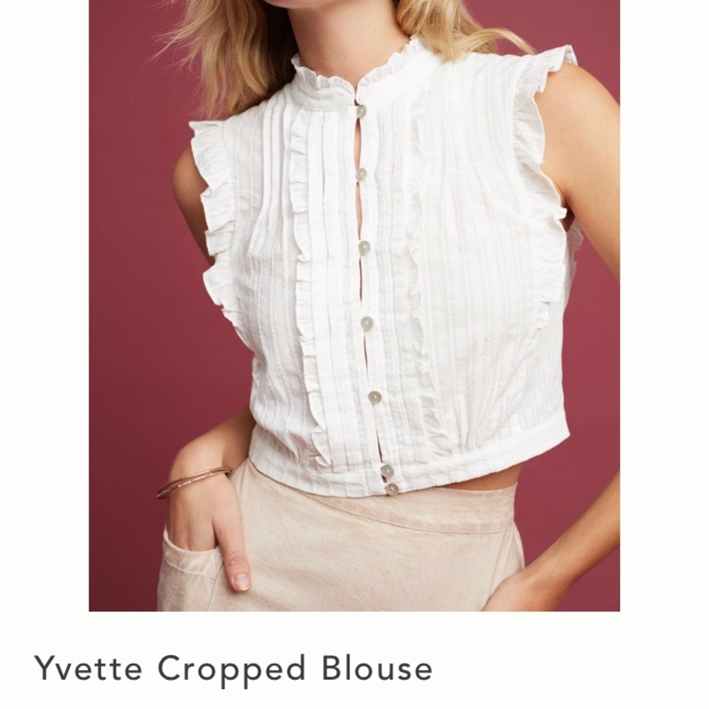 Anthropologie Tracy Reese Cropped Ruffle Blouse